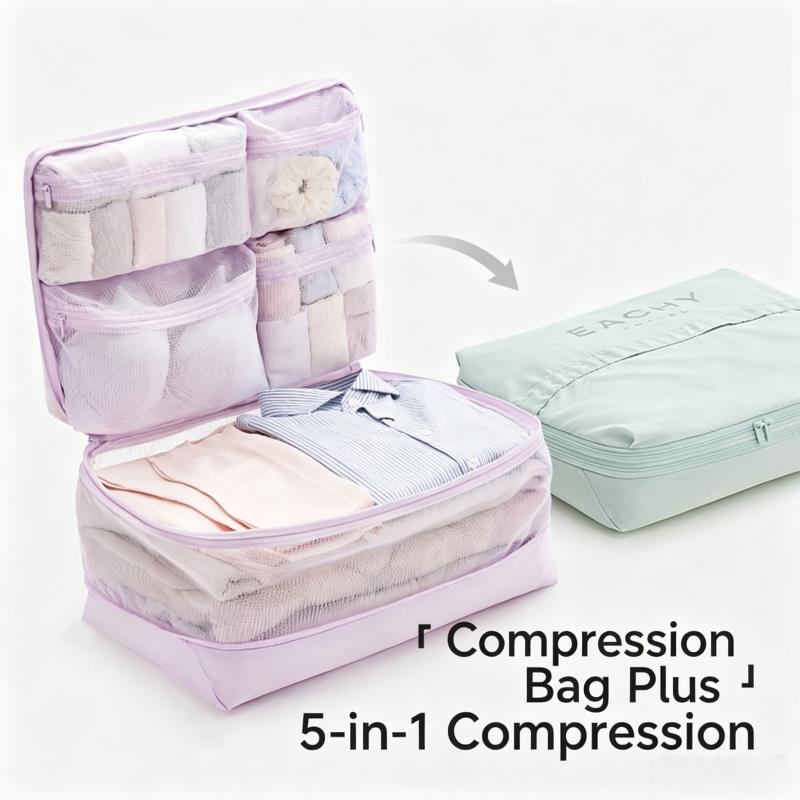 Travel Accessories Packing Cubes - 압축 패킹 큐브 5-in-1 여행용 가방