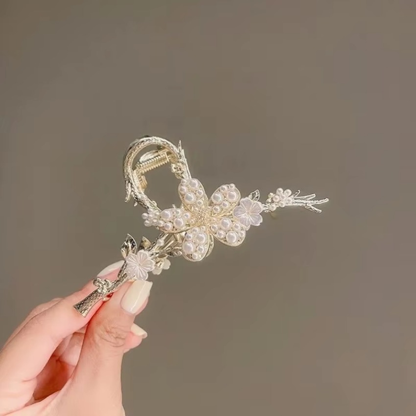 1개 메탈 헤어 클로 펄 헤어핀 빈티지 스타일 실버 헤 - Travel Accessories Girls 리뷰 및 가격