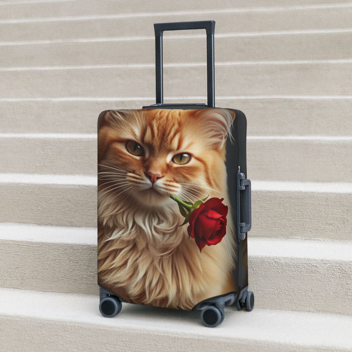 귀엽고 우아한 긴털 고양이와 장미 무늬 여행 가방 커버 - Travel Accessories Long Flight 리뷰 및 가격
