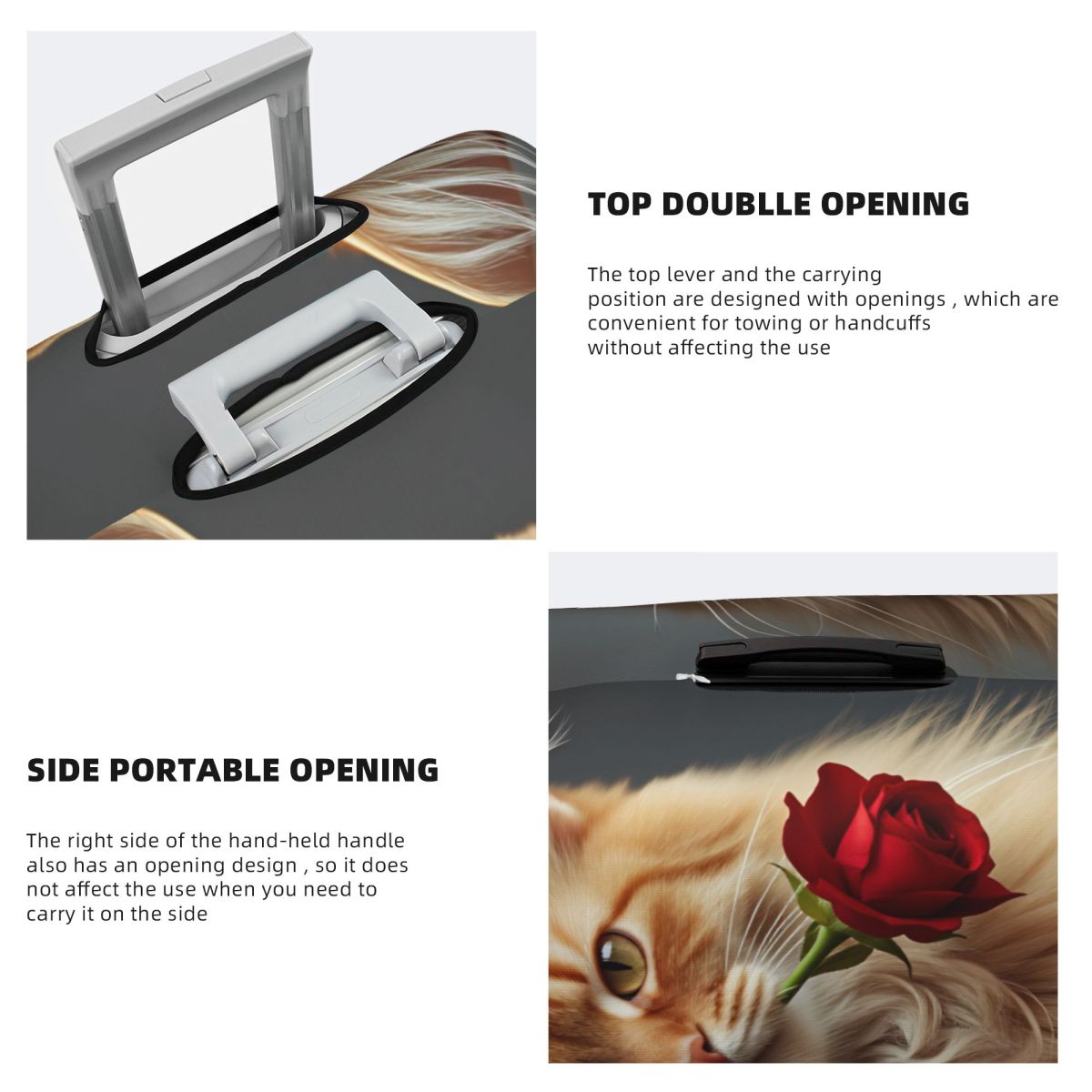 귀엽고 우아한 긴털 고양이와 장미 무늬 여행 가방 커버 - Travel Accessories Long Flight 리뷰 및 가격