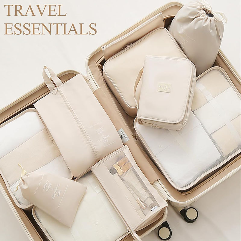 8종 여행용 짐 정리 큐브 세트, 방수 끈 조절식 수납 - Travel Accessories Packing Cubes 리뷰 및 가격