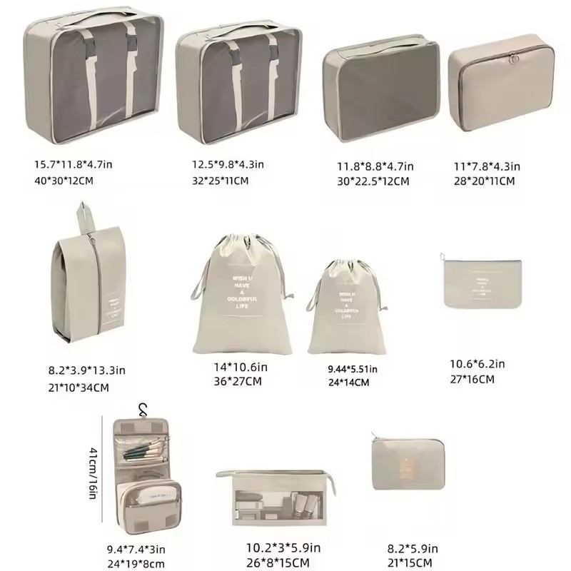 8종 여행용 짐 정리 큐브 세트, 방수 끈 조절식 수납 - Travel Accessories Packing Cubes 리뷰 및 가격