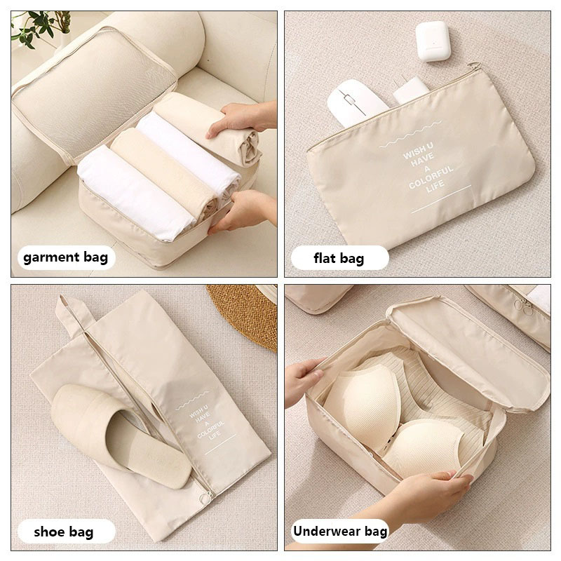 8종 여행용 짐 정리 큐브 세트, 방수 끈 조절식 수납 - Travel Accessories Packing Cubes 리뷰 및 가격