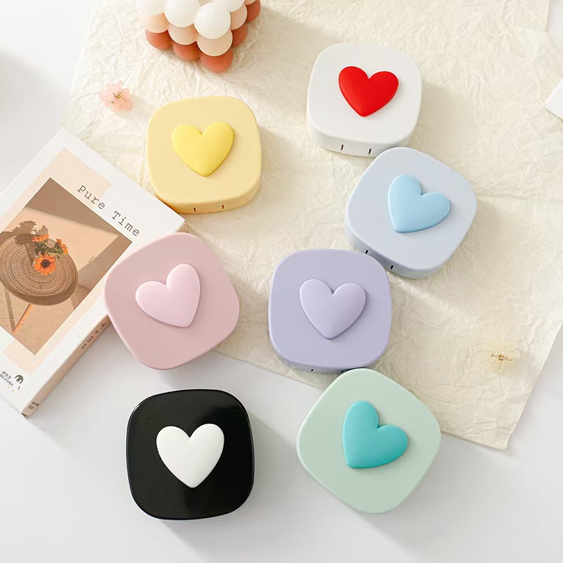 거울이있는 하트 콘택트 렌즈 케이스 미니 러블리 아이  - Travel Accessories Comfort 리뷰 및 가격