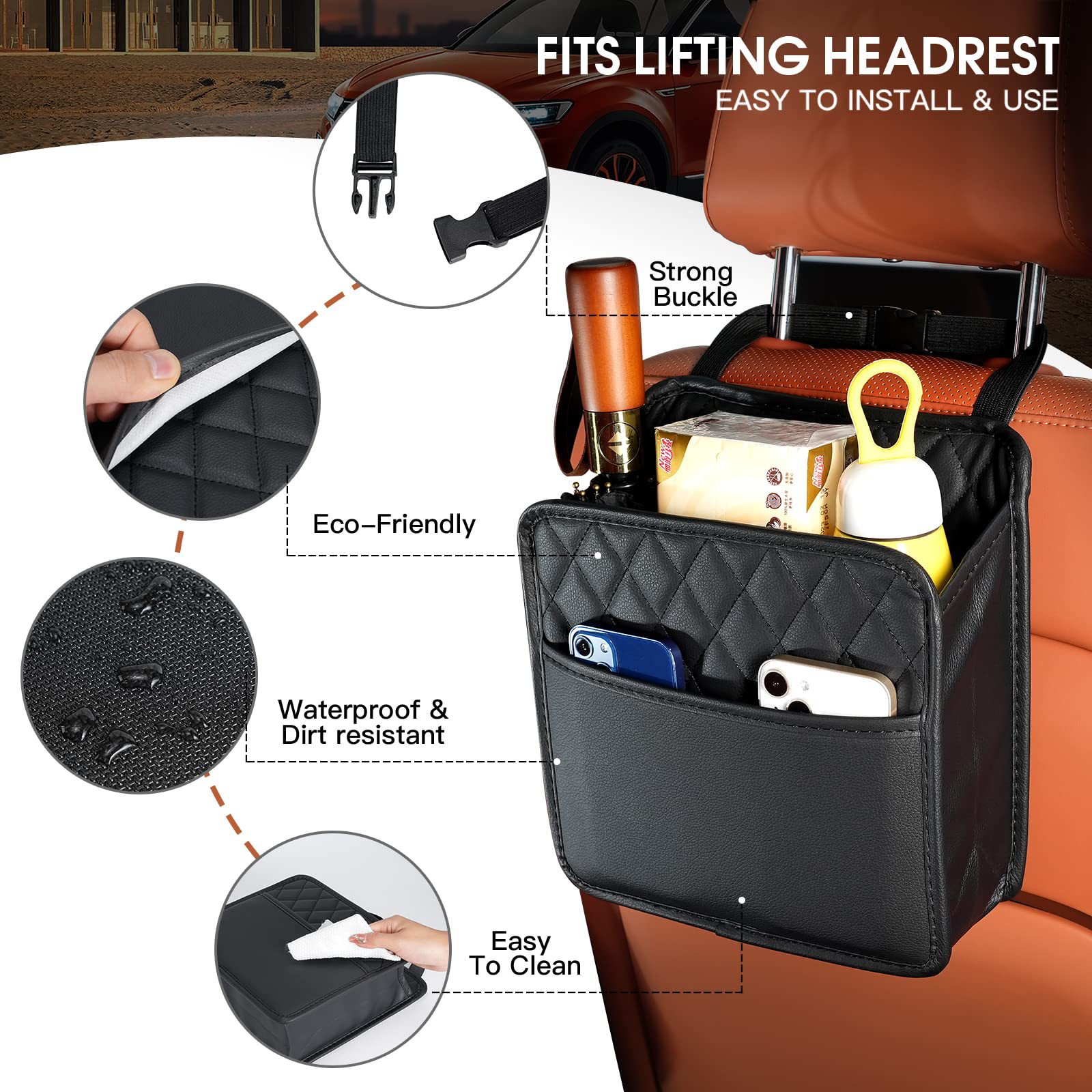 차량용 뒷좌석 수납 포켓, PU 가죽 다용도 자동차 시 - Travel Accessories Car 리뷰 및 가격