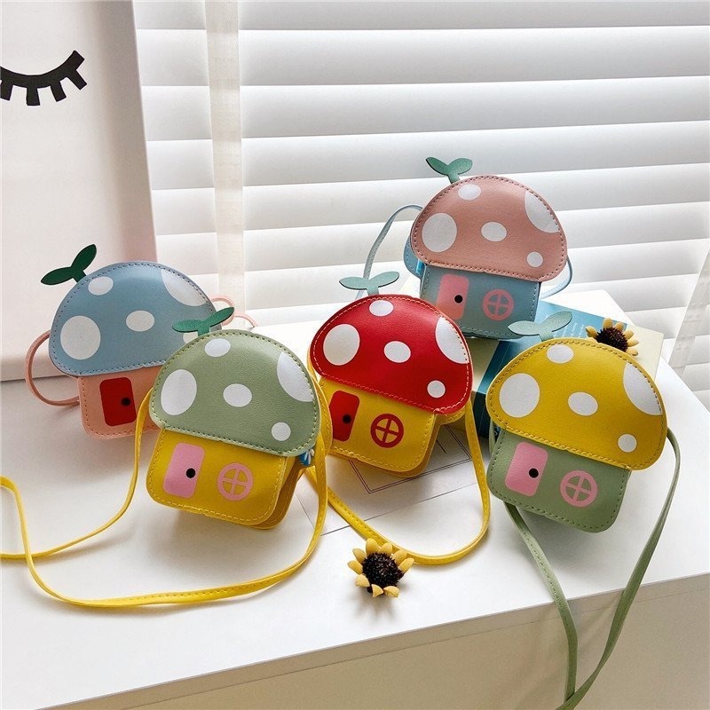 귀여운 버섯 모양 동전 지갑 캐주얼 PU 크로스백 -  - Travel Accessories Girls 리뷰 및 가격