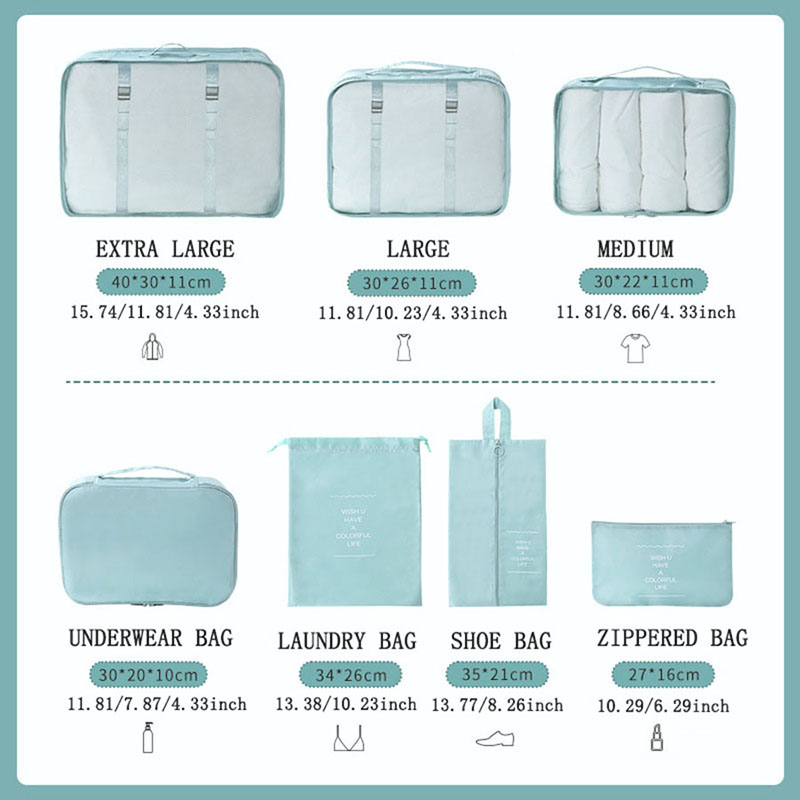 7종 여행용 짐 정리 큐브 세트 방수 러기지 오거나이저 - Travel Accessories Packing Cubes 리뷰 및 가격