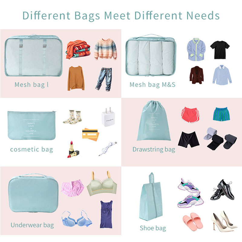 7종 여행용 짐 정리 큐브 세트 방수 러기지 오거나이저 - Travel Accessories Packing Cubes 리뷰 및 가격