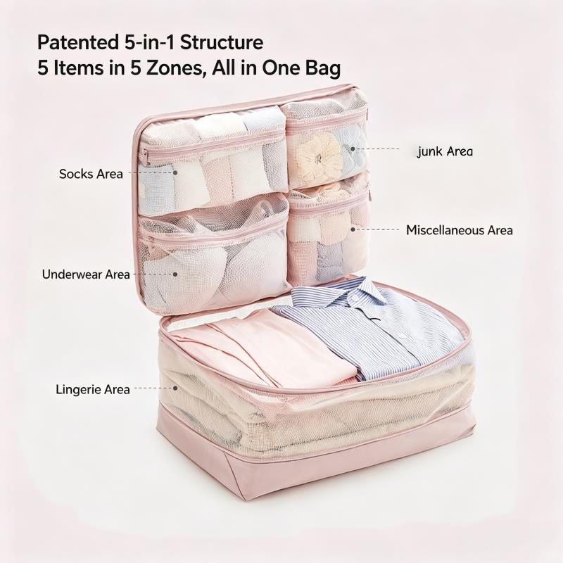압축 패킹 큐브 5-in-1 여행용 가방 정리 가방 휴 - Travel Accessories Packing Cubes 리뷰 및 가격