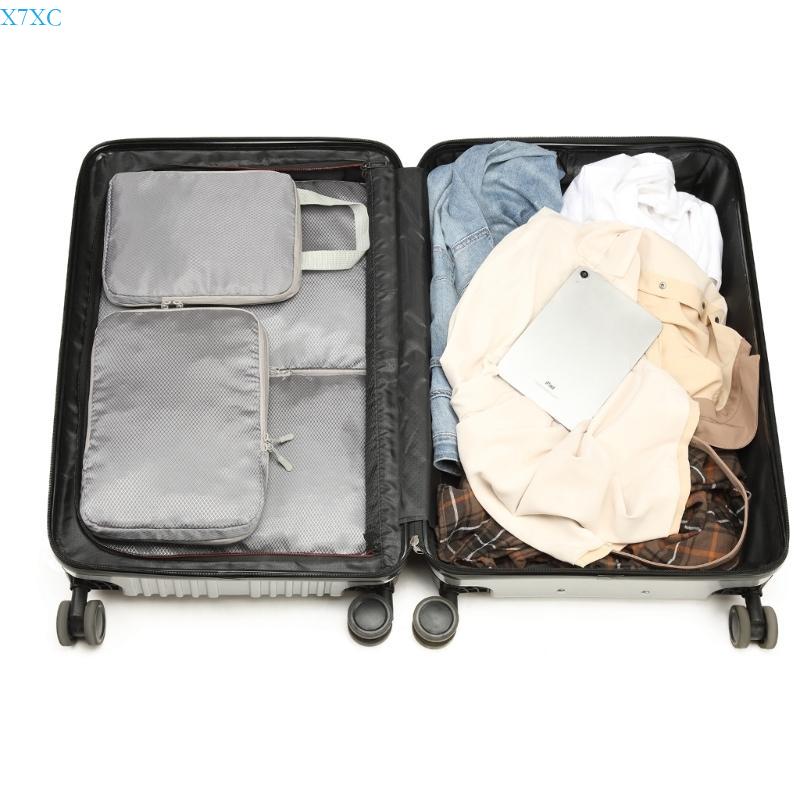 X7XC 4개/세트 여행 가방 압축 포장 큐브 수하물  - Travel Accessories Packing Cubes 리뷰 및 가격